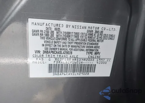 2025 Nissan Kicks Sv Fwd from USA, damaged, VIN 3N8AP6CA4SL429028